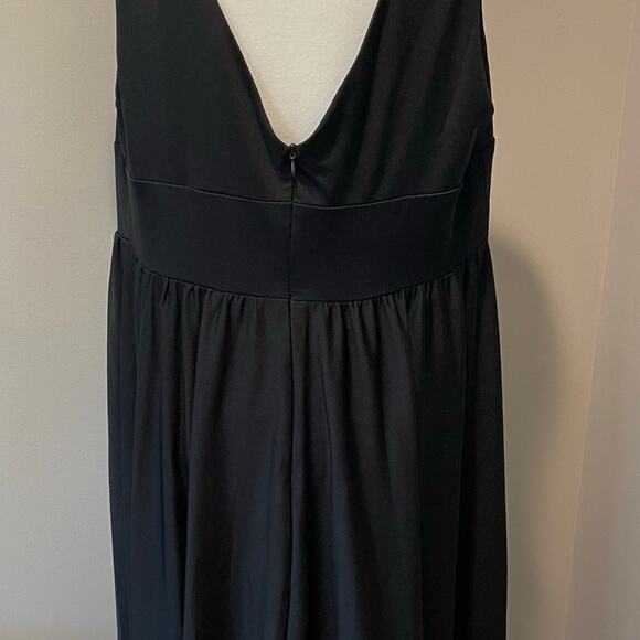 Ever Pretty Hi Low Dress NWT Deep V Neck Black Sleeveless Stretch Sz 18 Evening - Picture 6 of 10
